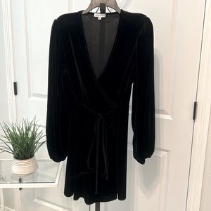 Black velvet wrap dress